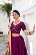 Load image into Gallery viewer, Wine Elegant Vichitra Silk Lehenga Choli with Paithni Lace Border &amp; Zari Woven Dupatta