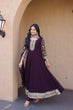 Load image into Gallery viewer, Wine Embroidered Anarkali Gown ClothsVilla