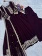 Load image into Gallery viewer, Wine Embroidered Anarkali Gown ClothsVilla