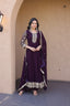 Wine Embroidered Anarkali Gown ClothsVilla