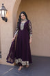 Load image into Gallery viewer, Wine Embroidered Anarkali Gown ClothsVilla