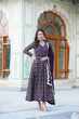 Load image into Gallery viewer, Wine Embroidered Faux Blooming Gown with Sequin Dupatta ClothsVilla
