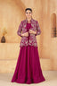 Wine Embroidered Jacket Gown Set ClothsVilla