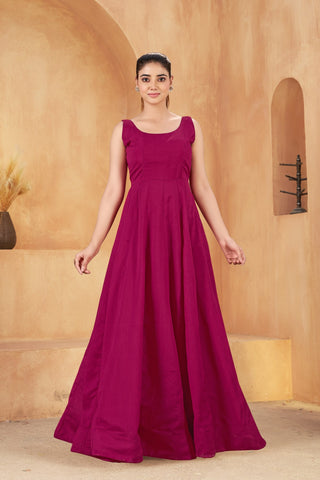Wine Embroidered Jacket Gown Set ClothsVilla