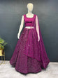 Load image into Gallery viewer, Wine Exquisite Heavy Georgette Embroidered Lehenga Set with Sequins &amp; Net Dupatta ClothsVilla