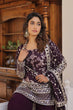 Load image into Gallery viewer, Wine Faux Blooming Sequins &amp; Zari Embroidered Readymade Gharara Suit Set ClothsVilla