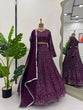 Load image into Gallery viewer, Wine Faux Georgette Semi-Stitched Lehenga Set with Thread &amp; Sequin Work ClothsVilla