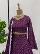 Load image into Gallery viewer, Wine Faux Georgette Semi-Stitched Lehenga Set with Thread &amp; Sequin Work ClothsVilla