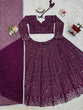 Load image into Gallery viewer, Wine Faux Georgette Semi-Stitched Lehenga Set with Thread &amp; Sequin Work ClothsVilla