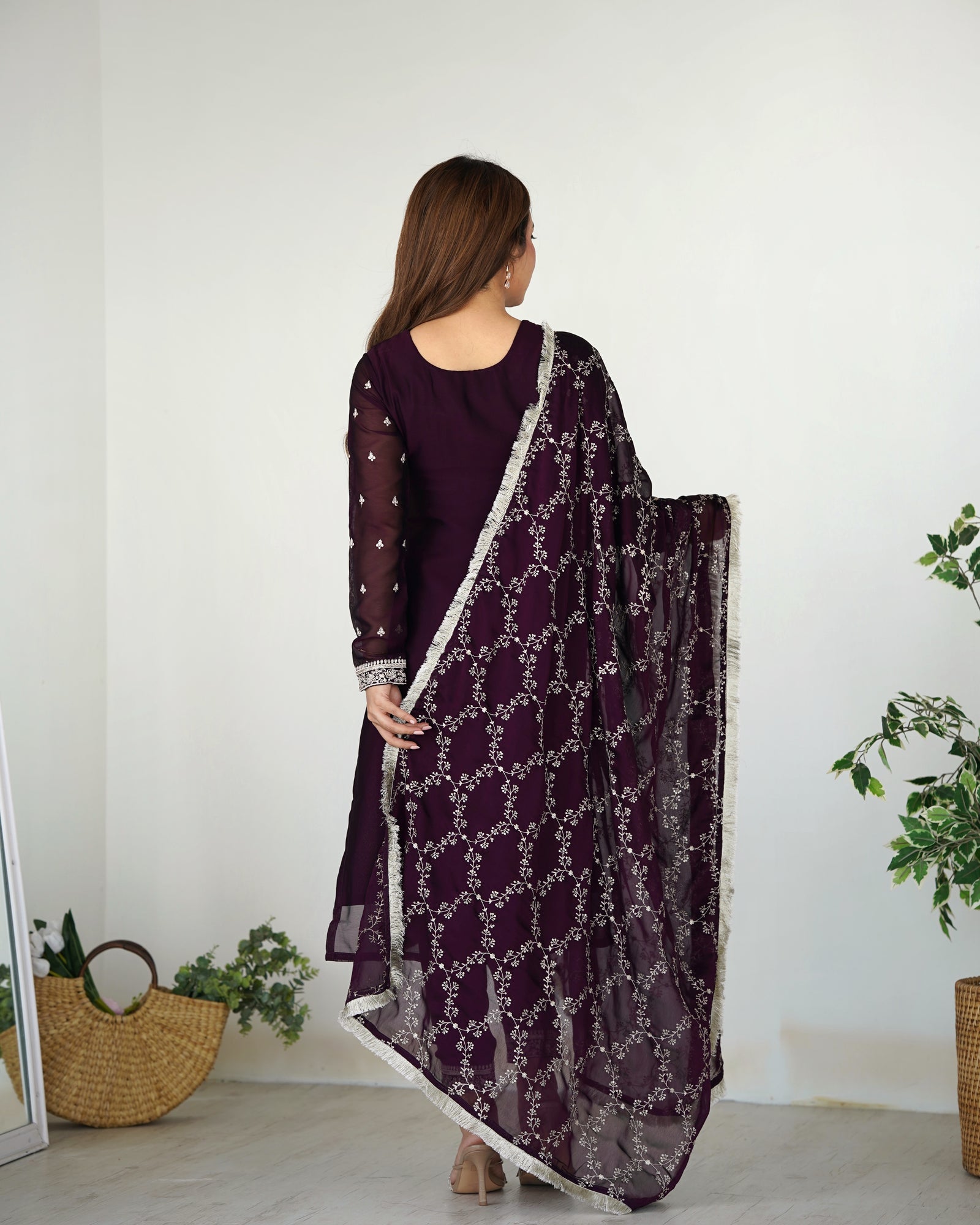 Wine Festival Special Pure Blooming Rangoli Silk Kurta Set with Dupatta – Elegant Embroidery & Lace Work