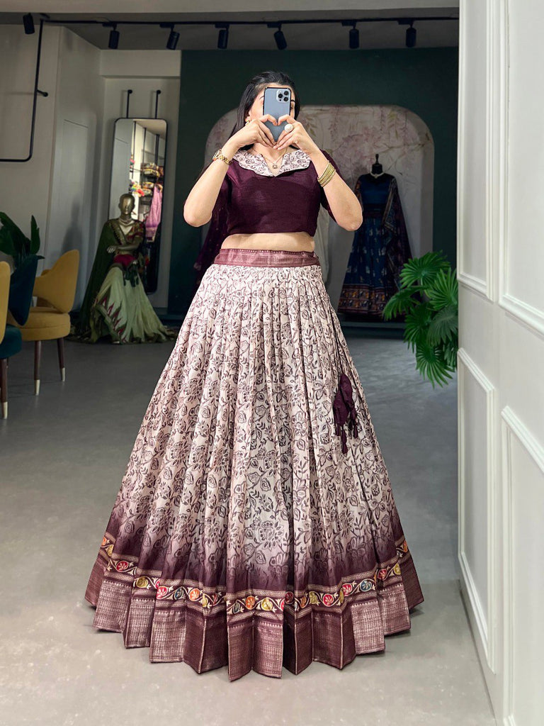 Captivating Wine Floral Co-ord Lehenga Set - Perfect for Weddings & Festive Occasions ClothsVilla