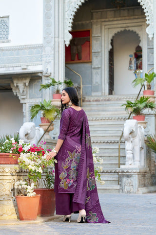 Wine Floral Roman Silk Salwar Suit – Beads & Blooms Handcrafted Perfection