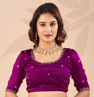 Wine Frendi Silk Saree with Sequin Work ClothsVilla