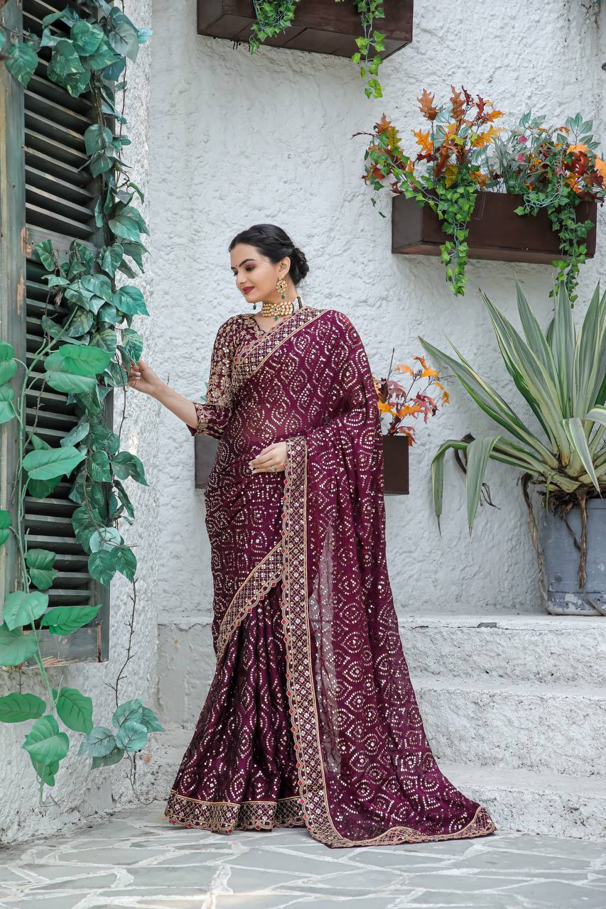 Wine Saree For Festive Gatherings to Glamorous Nights Secondary image