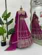 Load image into Gallery viewer, Wine Glamorous Faux Georgette Semi-Stitched Lehenga Set with Sequins &amp; Cancan Flair Clothsvilla