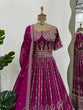 Load image into Gallery viewer, Wine Glamorous Faux Georgette Semi-Stitched Lehenga Set with Sequins &amp; Cancan Flair Clothsvilla