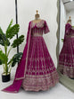 Load image into Gallery viewer, Wine Glamorous Faux Georgette Semi-Stitched Lehenga Set with Sequins &amp; Cancan Flair Clothsvilla