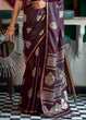 Load image into Gallery viewer, Wine Glamorous Satin Silk Saree – Perfect for Cocktail &amp; Dinner Parties ClothsVilla