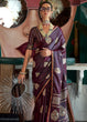 Load image into Gallery viewer, Wine Glamorous Satin Silk Saree – Perfect for Cocktail &amp; Dinner Parties ClothsVilla