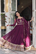 Load image into Gallery viewer, Wine Glamorous Sequins Embroidered Gown with Dupatta