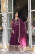 Load image into Gallery viewer, Wine Glamorous Sequins Embroidered Gown with Dupatta