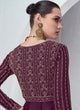 Load image into Gallery viewer, Wine Gorgeous Embroidered Faux Georgette Gown with Skirt &amp; Dupatta ClothsVilla