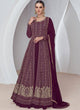 Load image into Gallery viewer, Wine Gorgeous Embroidered Faux Georgette Gown with Skirt &amp; Dupatta ClothsVilla