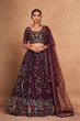 Load image into Gallery viewer, Wine Heavy Georgette Embroidered Lehenga Choli Set with Sequins &amp; Net Dupatta ClothsVilla