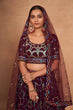 Load image into Gallery viewer, Wine Heavy Georgette Embroidered Lehenga Choli Set with Sequins &amp; Net Dupatta ClothsVilla