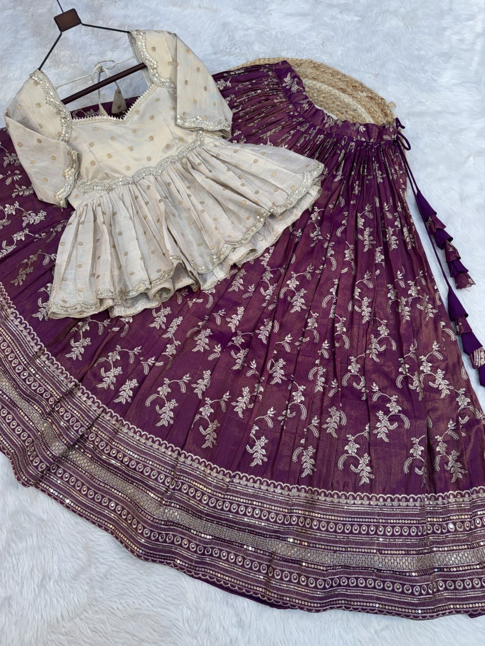 Wine Jacquard Designer Festive Lehenga ClothsVilla