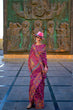 Load image into Gallery viewer, Wine Jamawar Woven Organza Silk Saree – Traditional Elegance with Blouse Piece ClothsVilla