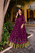 Load image into Gallery viewer, Wine Kalamkari Printed Poly Cotton Gown with Zari Weaving Koti Set ClothsVilla