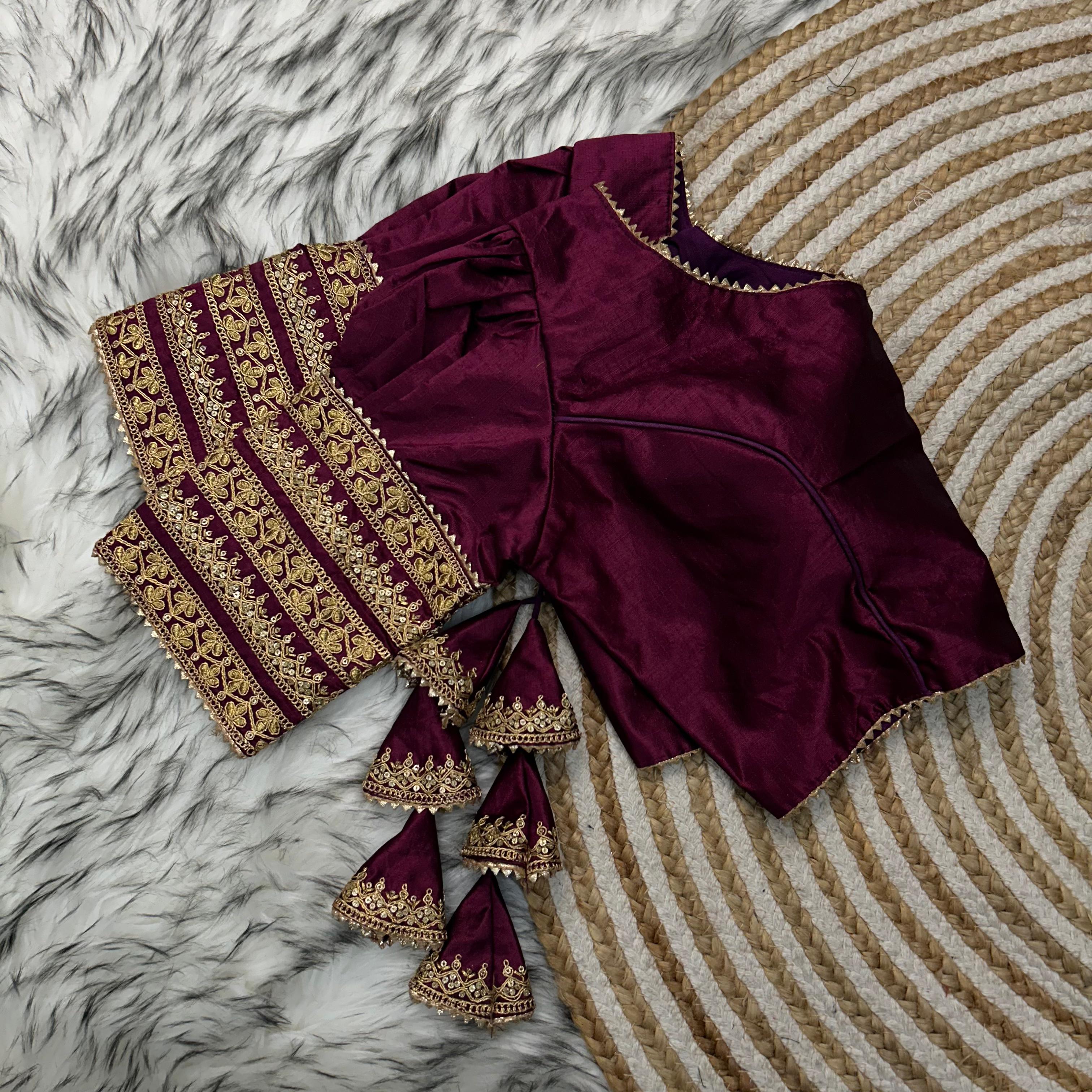 Wine Kilmora Silk Blouse with Handcrafted Embroidery and Sequence Accents Secondary image