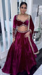 Load image into Gallery viewer, Wine Luxurious Velvet Lehenga Set with Sequins, Dori &amp; Zari Work — For the Unconventional Diva ClothsVilla