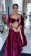 Load image into Gallery viewer, Wine Luxurious Velvet Lehenga Set with Sequins, Dori &amp; Zari Work — For the Unconventional Diva ClothsVilla