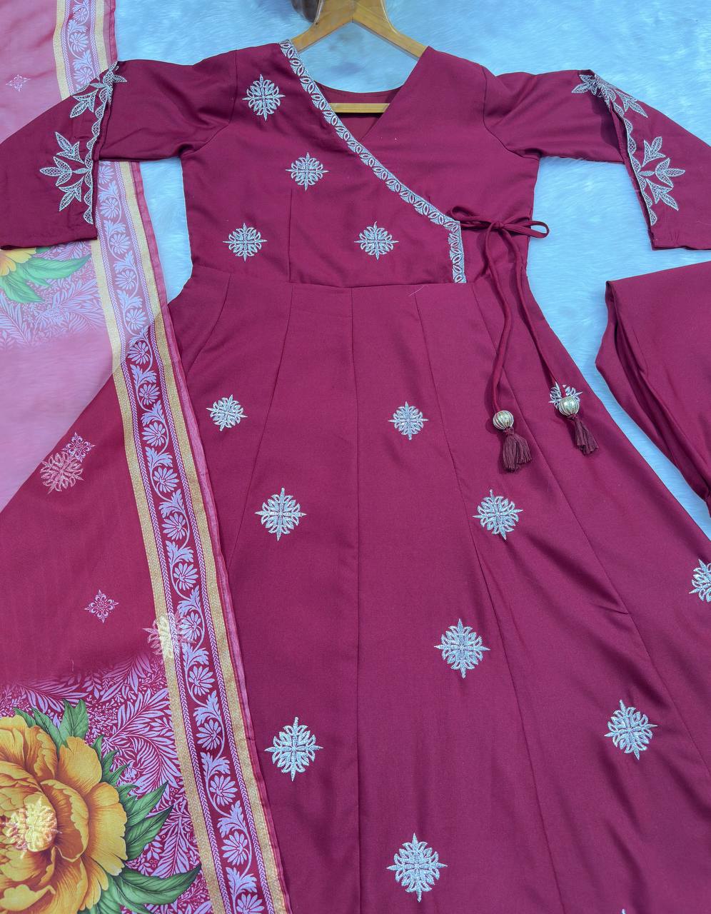 Wine Luxury Designer Anarkali Suit Set ClothsVilla
