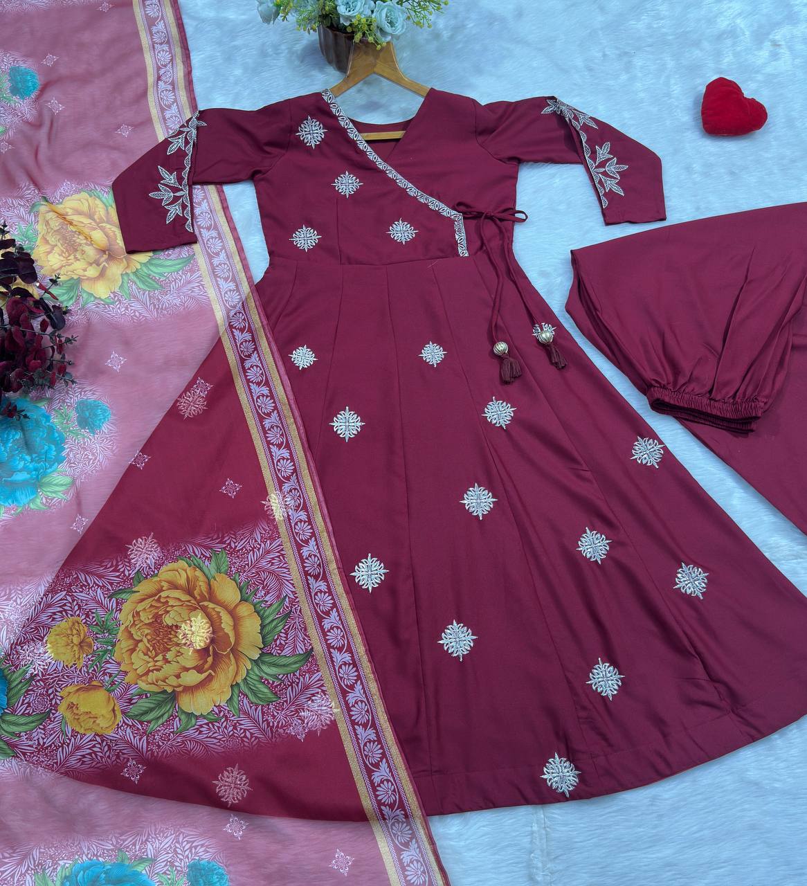 Wine Luxury Designer Anarkali Suit Set ClothsVilla