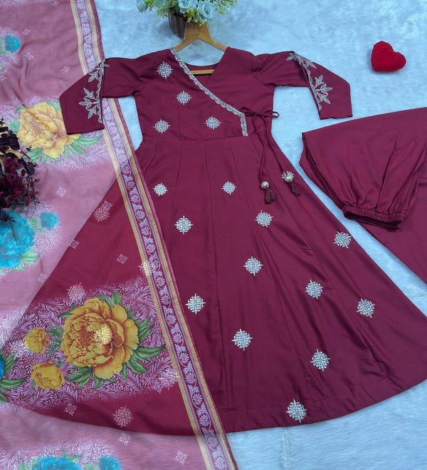 Wine Luxury Designer Anarkali Suit Set ClothsVilla