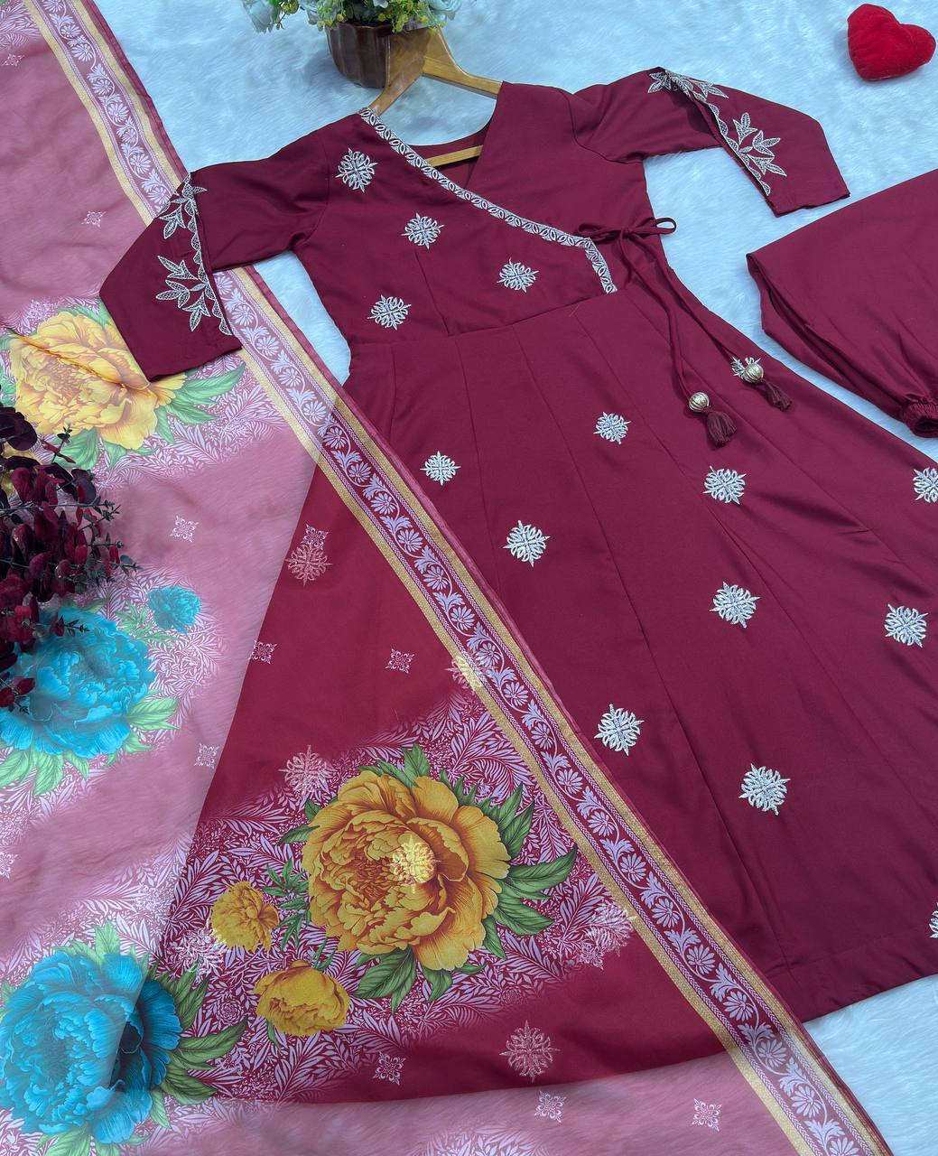 Wine Luxury Designer Anarkali Suit Set ClothsVilla