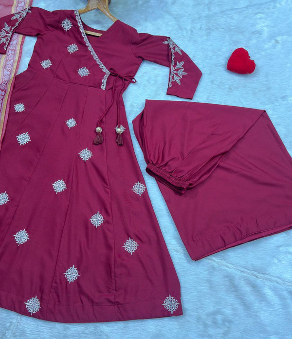 Wine Luxury Designer Anarkali Suit Set ClothsVilla