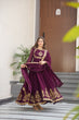 Load image into Gallery viewer, Wine Luxury Designer Faux Blooming Georgette Gown with Zari &amp; Sequin Embroidery ClothsVilla