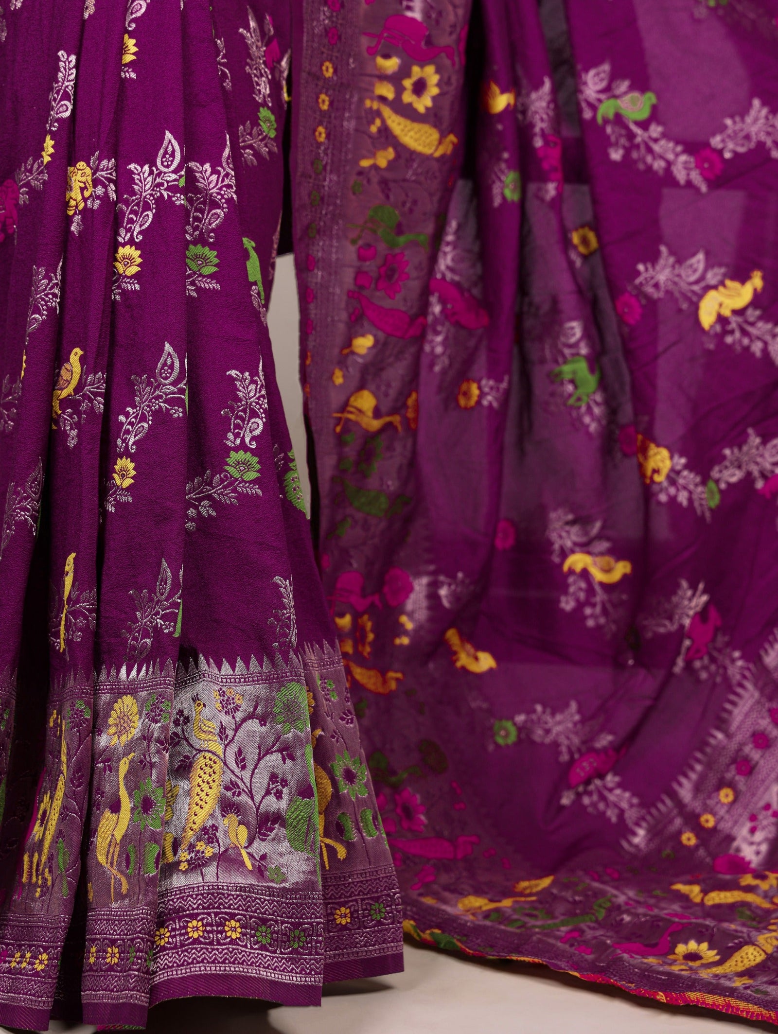 Wine Nylon Weaving Work Saree ClothsVilla