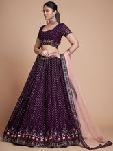 Load image into Gallery viewer, Wine Pakistani Georgette Lehenga Choli For Indian Festivals &amp; Weddings - Sequence Embroidery Work, Thread Embroidery Work, Clothsvilla