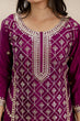 Load image into Gallery viewer, Wine Premium Chinon Sharara Suit Set with Heavy Coding Sequins Embroidery Clothsvilla