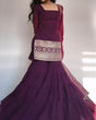 Load image into Gallery viewer, Wine Premium Designer Georgette Sharara Set – Fully Stitched ClothsVilla
