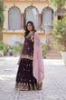 Load image into Gallery viewer, Wine Premium Designer Kurti-Plazzo-Dupatta Set with Sequins Embroidery - Ready to Wear