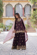 Load image into Gallery viewer, Wine Premium Designer Kurti-Plazzo-Dupatta Set with Sequins Embroidery - Ready to Wear
