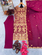Load image into Gallery viewer, Wine Premium Designer Party Wear Faux Georgette Top, Bottom &amp; Dupatta Set Clothsvilla