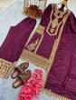 Load image into Gallery viewer, Wine Premium Designer Readymade Chinon Silk Top, Plazzo &amp; Dupatta Set – Party Wear Elegance Clothsvilla