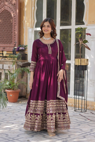 Wine Premium Designer Readymade Gown Collection – Elegance Redefined! Clothsvilla